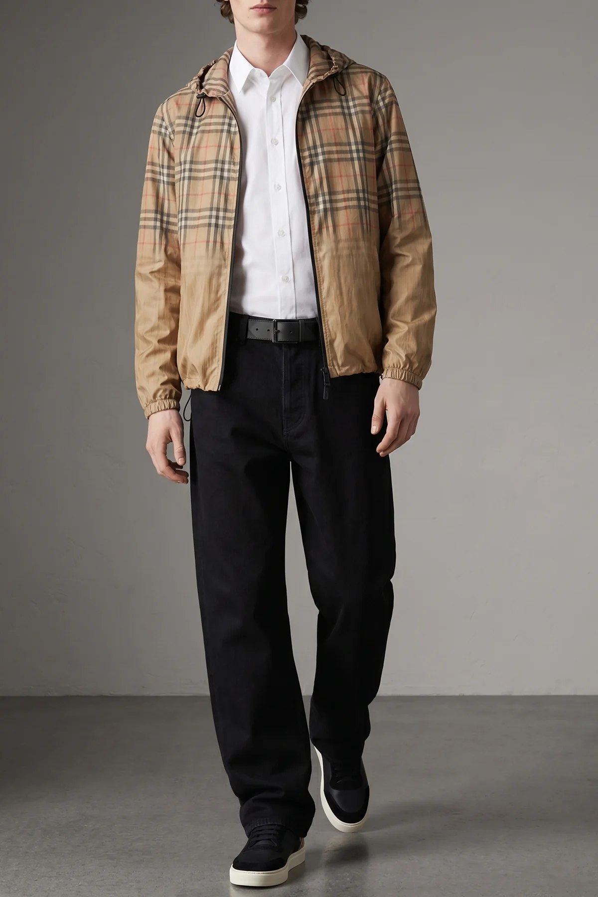 BURBERRY XL burberry check degradé viscose newport windbreaker