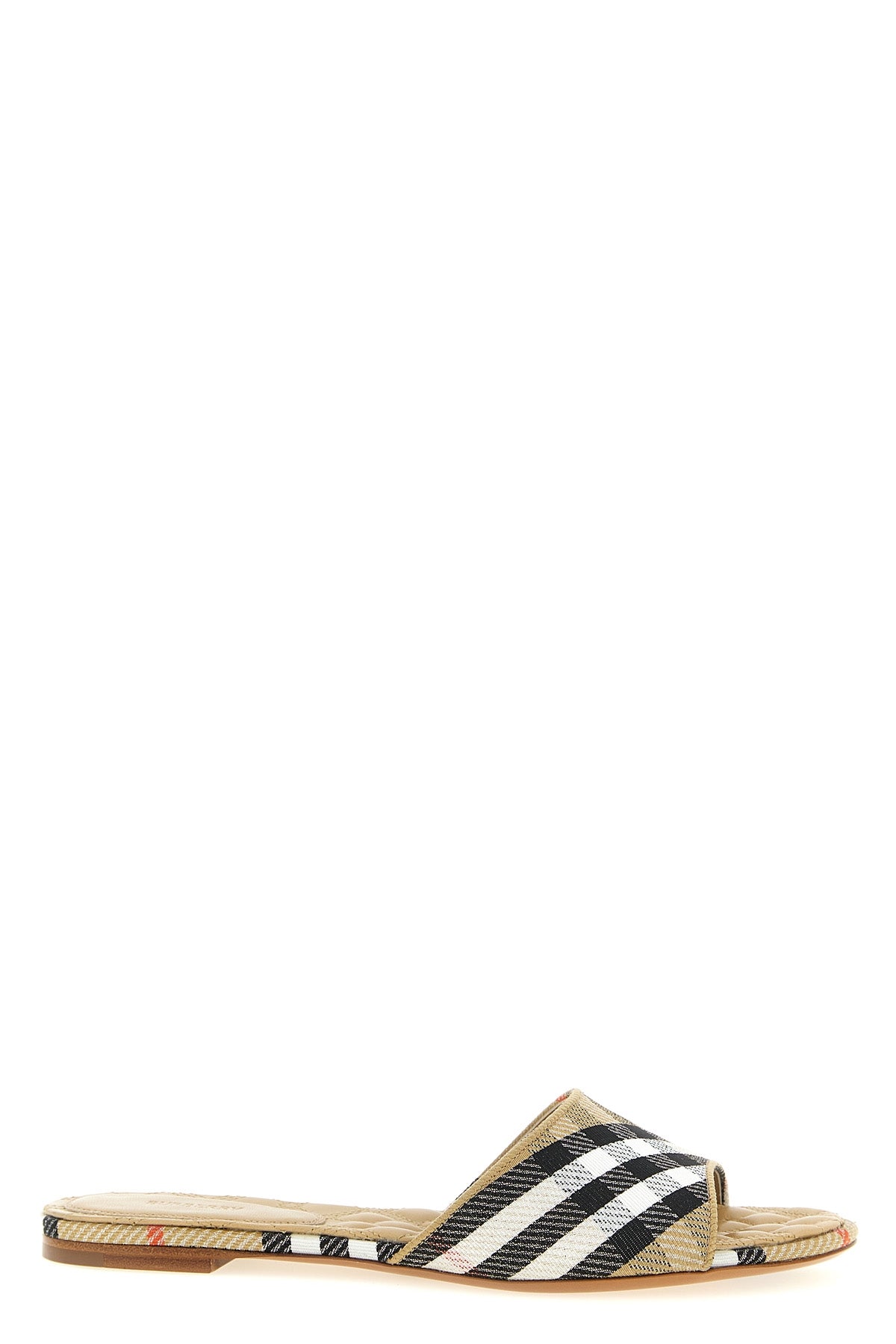 BURBERRY 37 sloane slides in cotton blend woven
