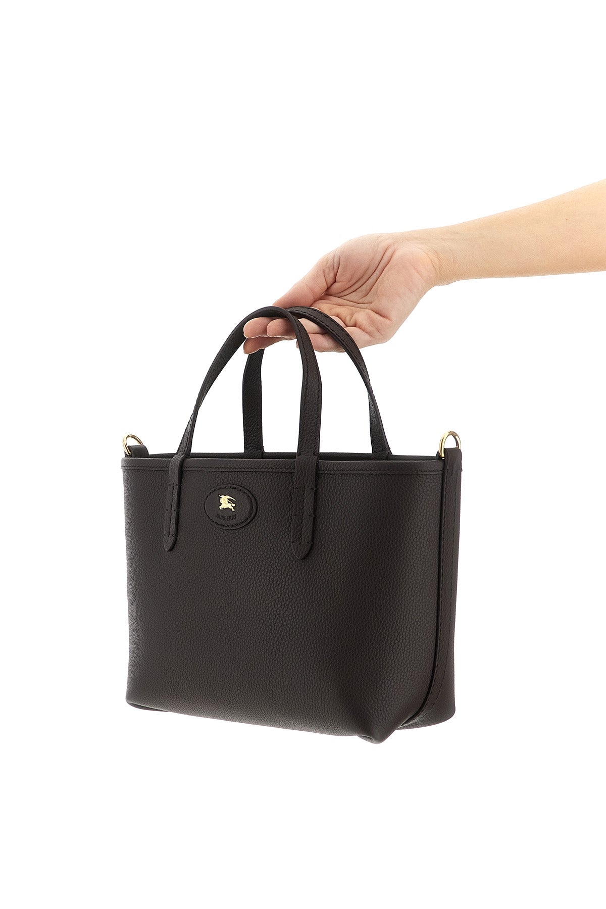 BURBERRY OS reversible bloomsbury mini handbag in grain calf leather and cotton blend and