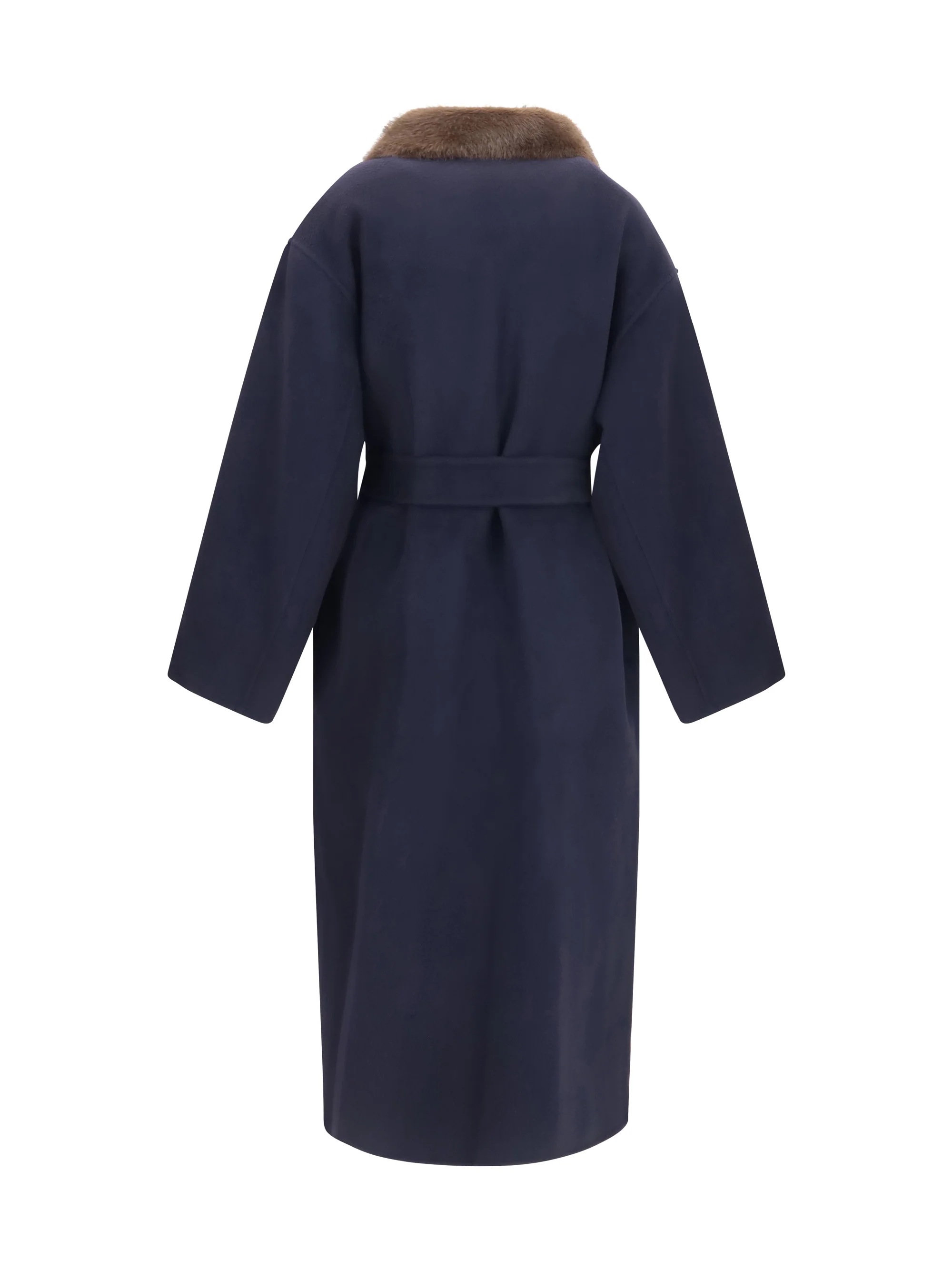 wool coat with fur collar and belt