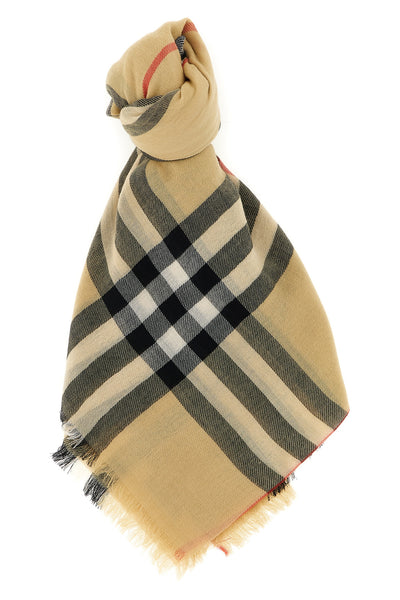 burberry check light wool muslin scarf