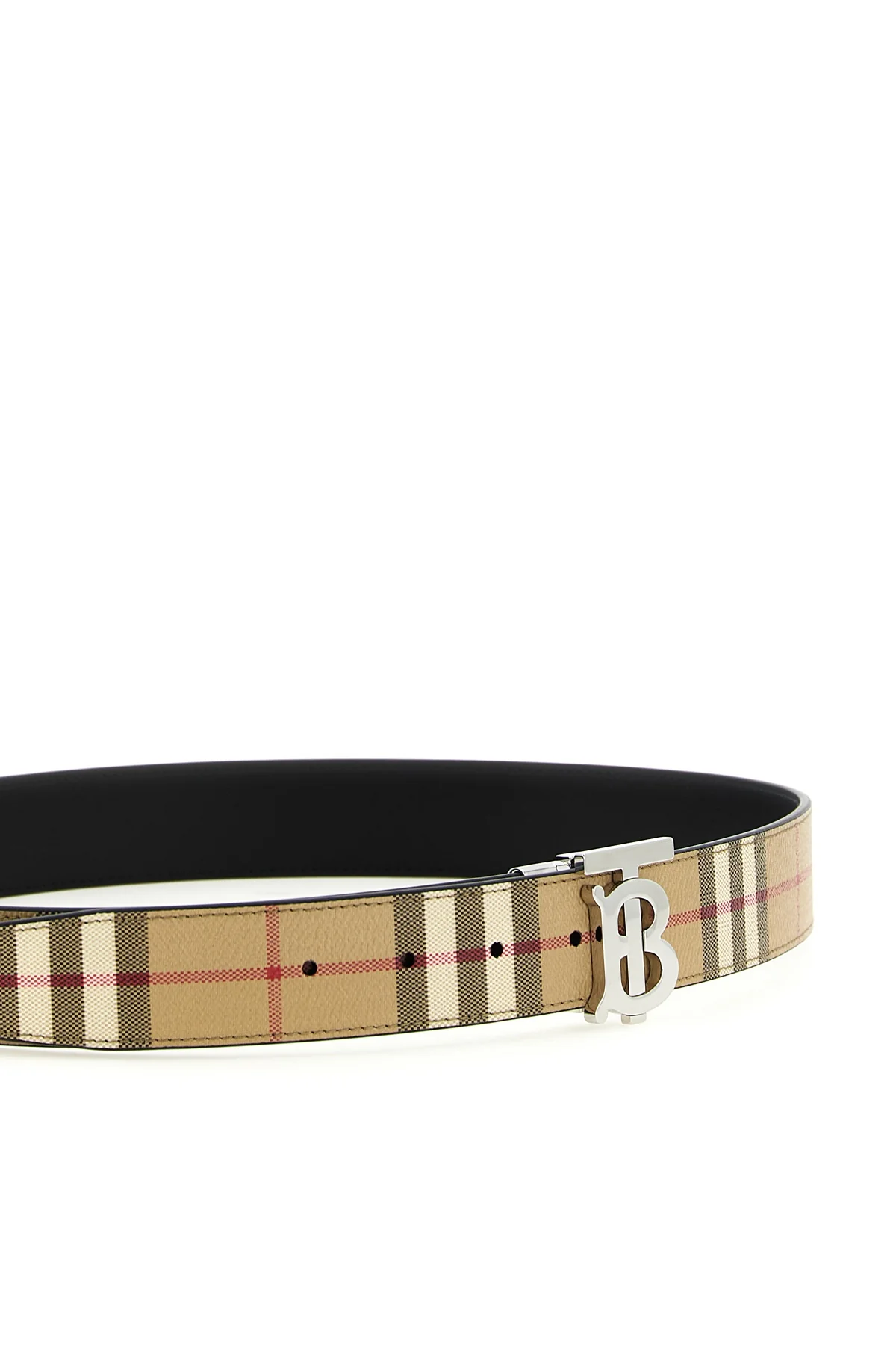 the burberry reversible belt features the iconic vintage check pattern on one si