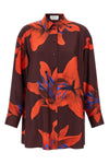 all-over flame lily print silk twill shirt