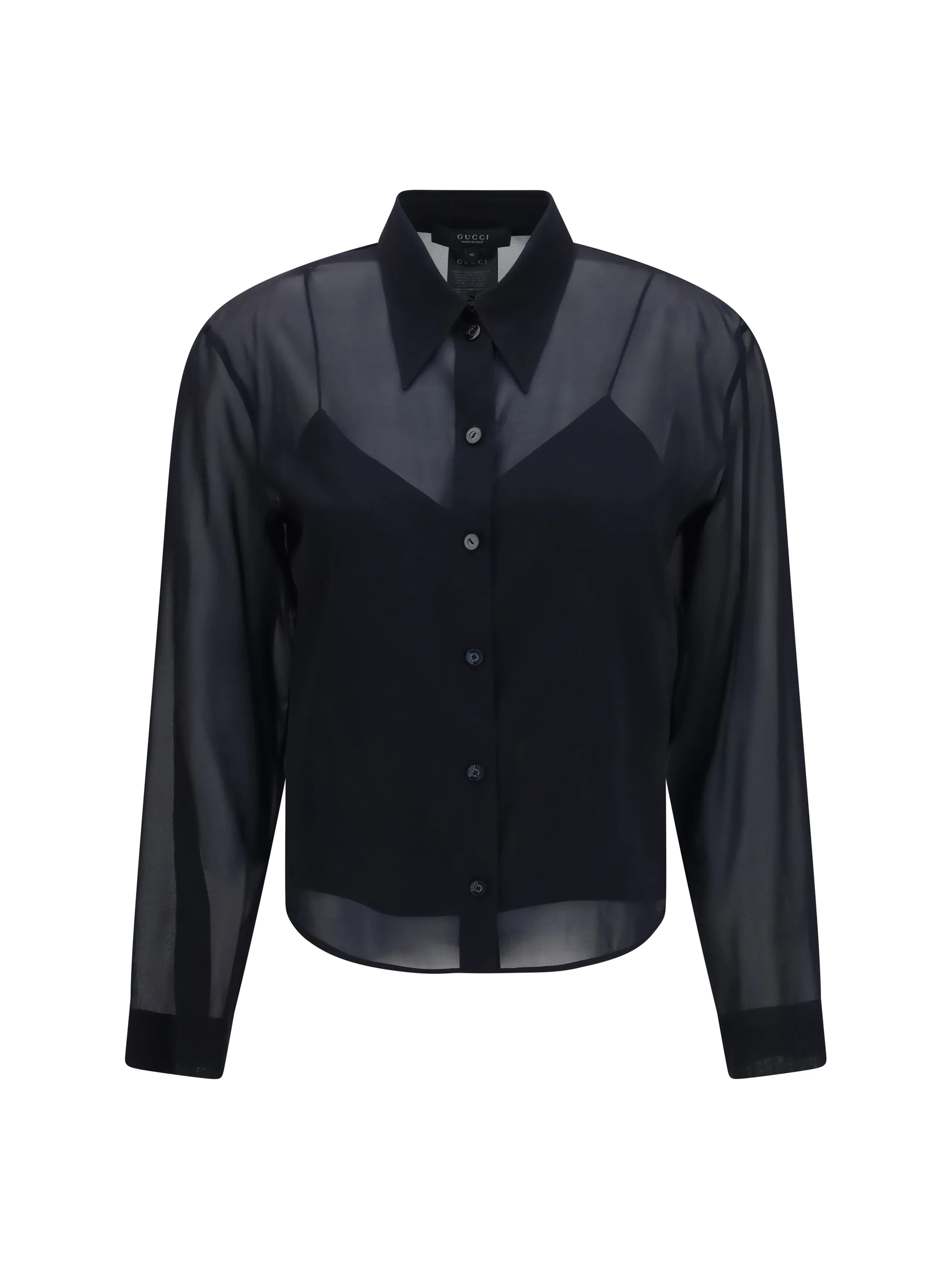 stretch silk chiffon shirt