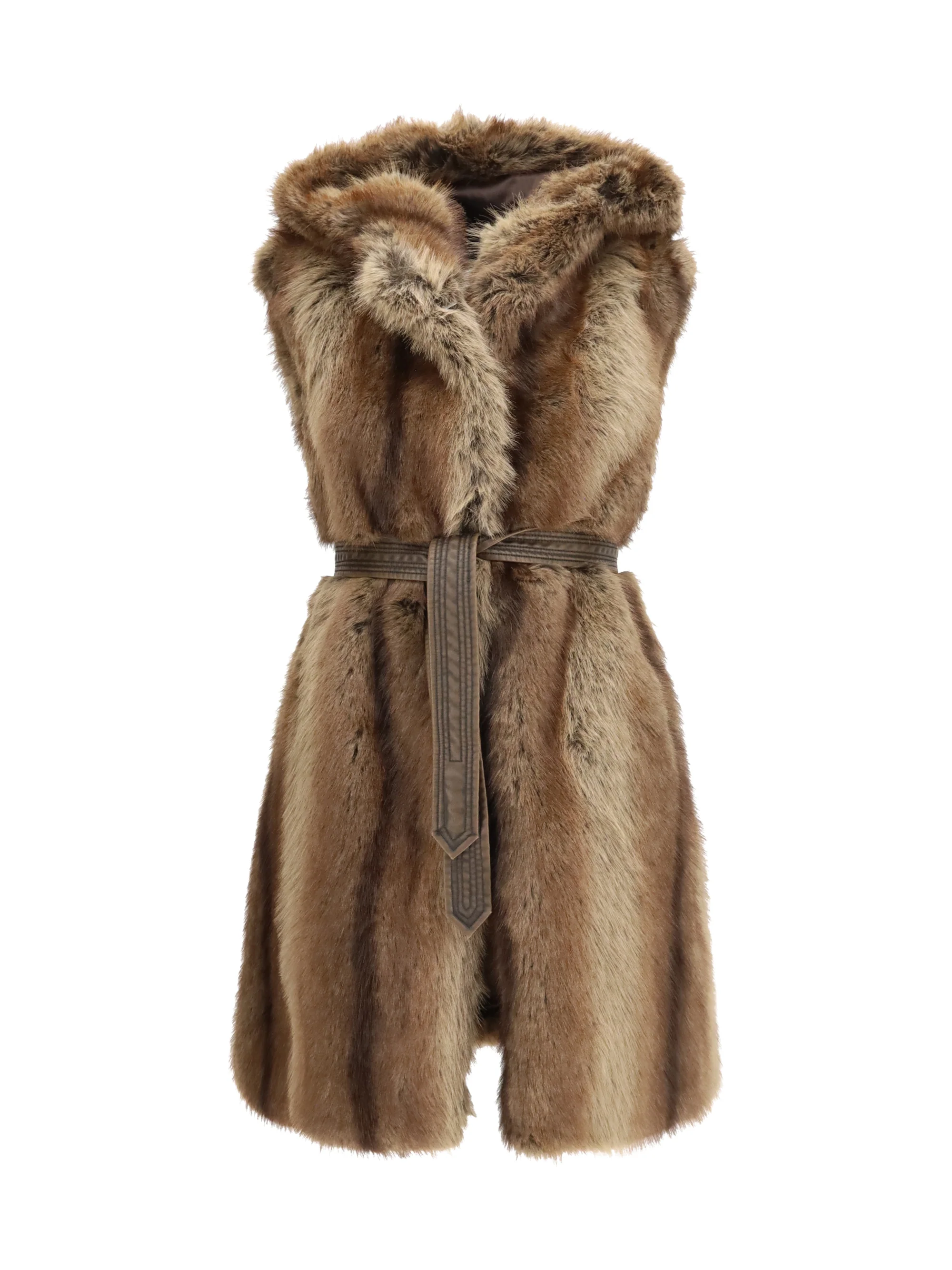 PINKO L galearis faux fur hooded vest