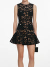 black crystal lace mini dress