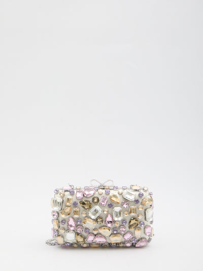 multi crystal embellished clutch bag