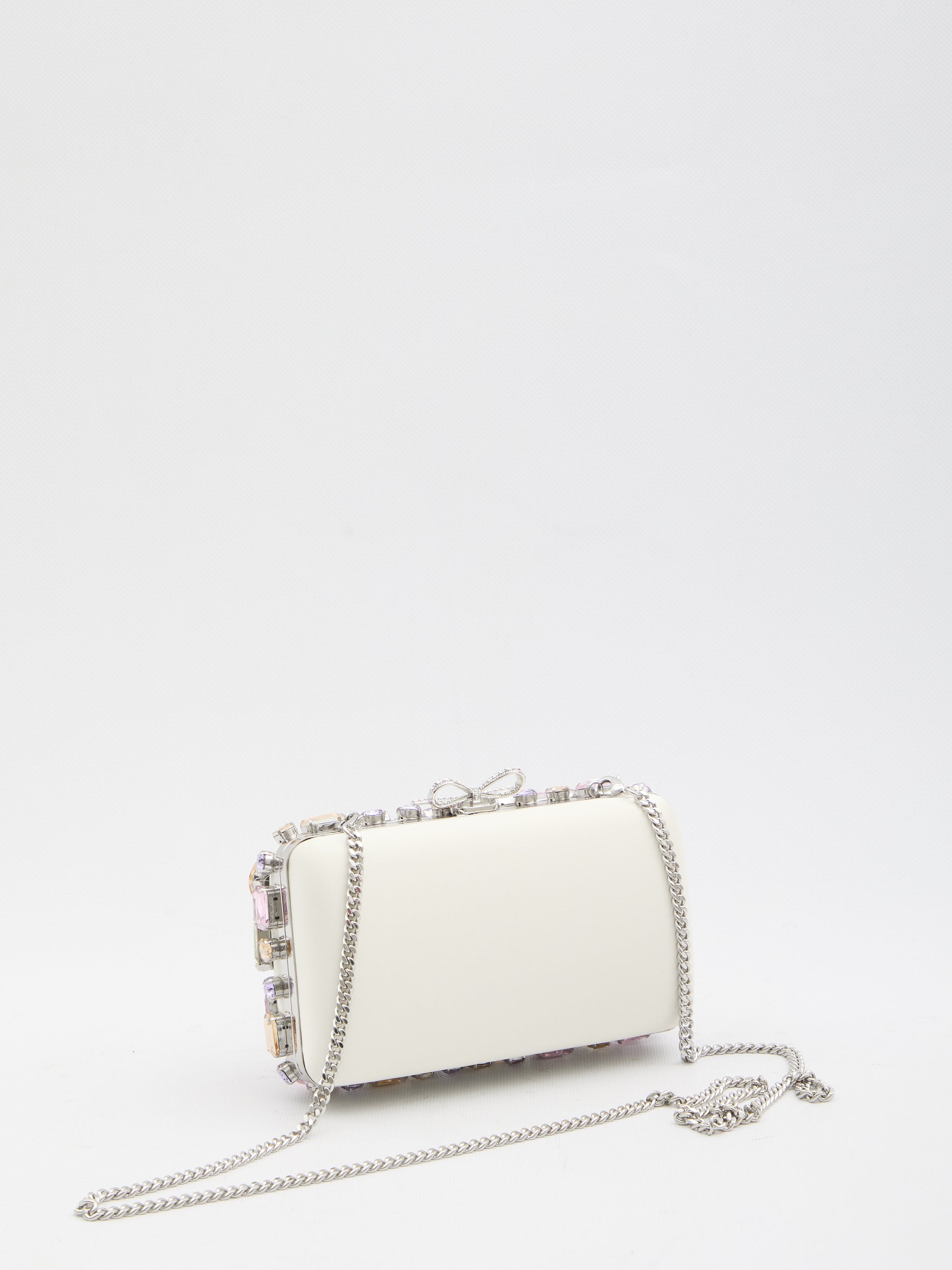 multi crystal embellished clutch bag