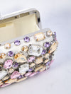 multi crystal embellished clutch bag
