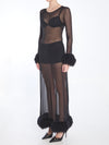 mesh jersey long dress