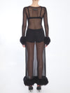 mesh jersey long dress