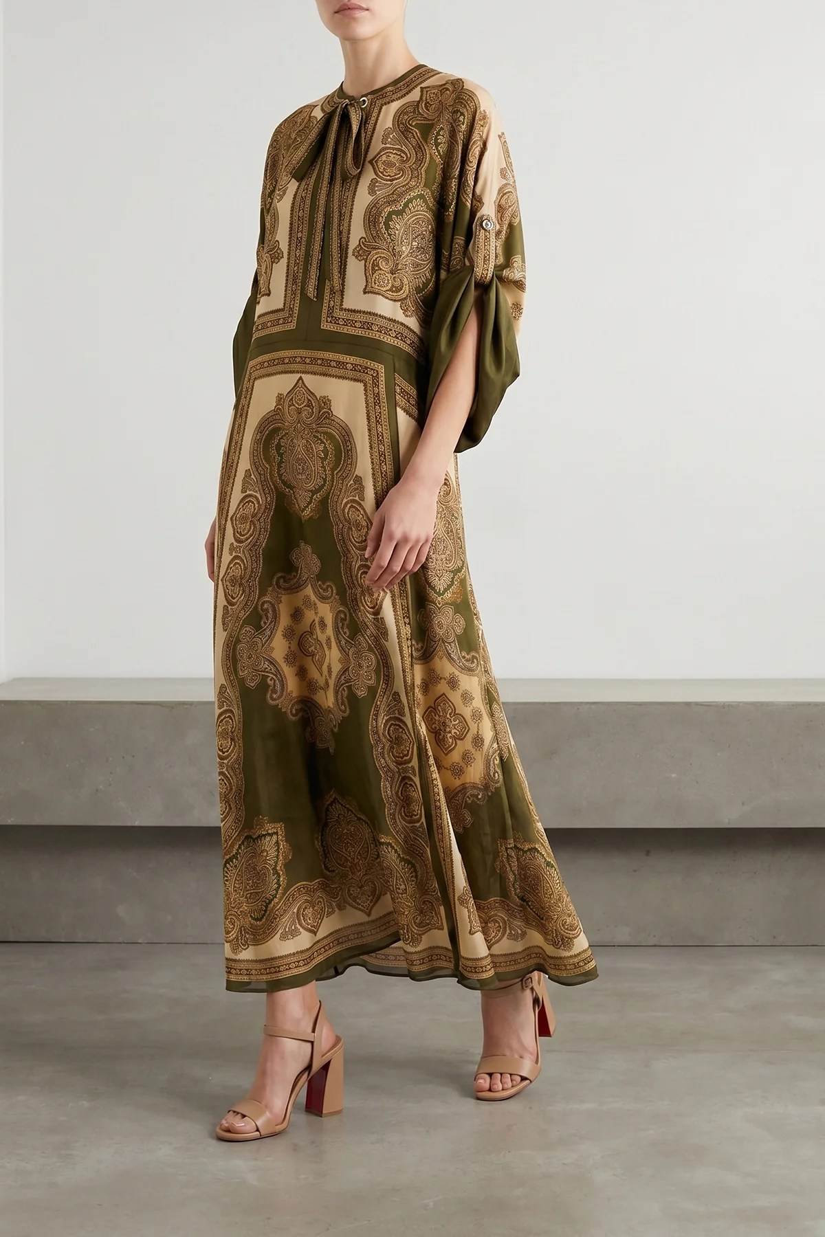 mahon midi dress in paisley-print silk habotai