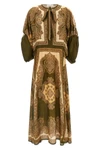 mahon midi dress in paisley-print silk habotai