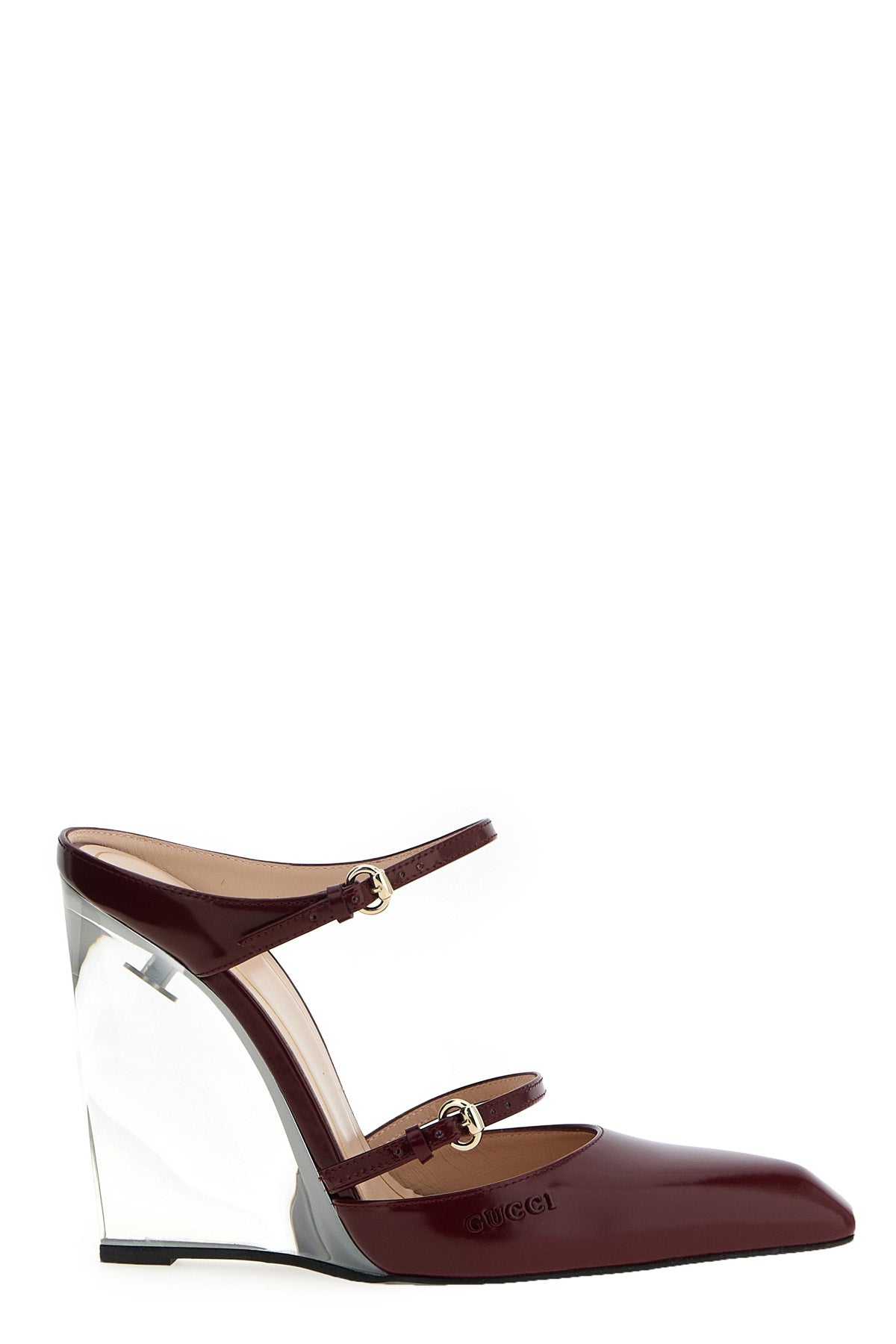 gucci rosso ancora shiny leather sabots