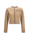 fitted logo cardigan in wool and cashmere
