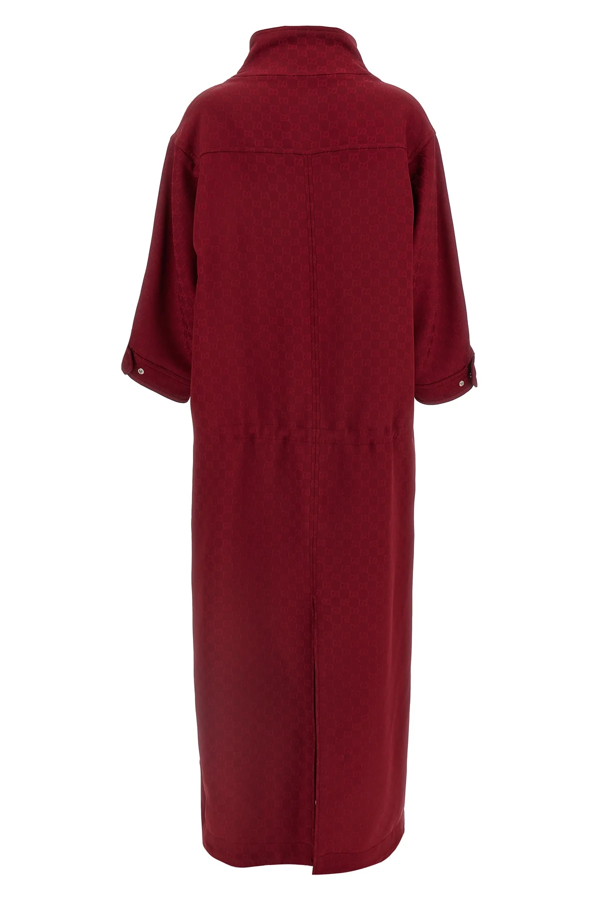 long coat in gg jacquard gucci rosso ancora fabric