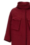 long coat in gg jacquard gucci rosso ancora fabric