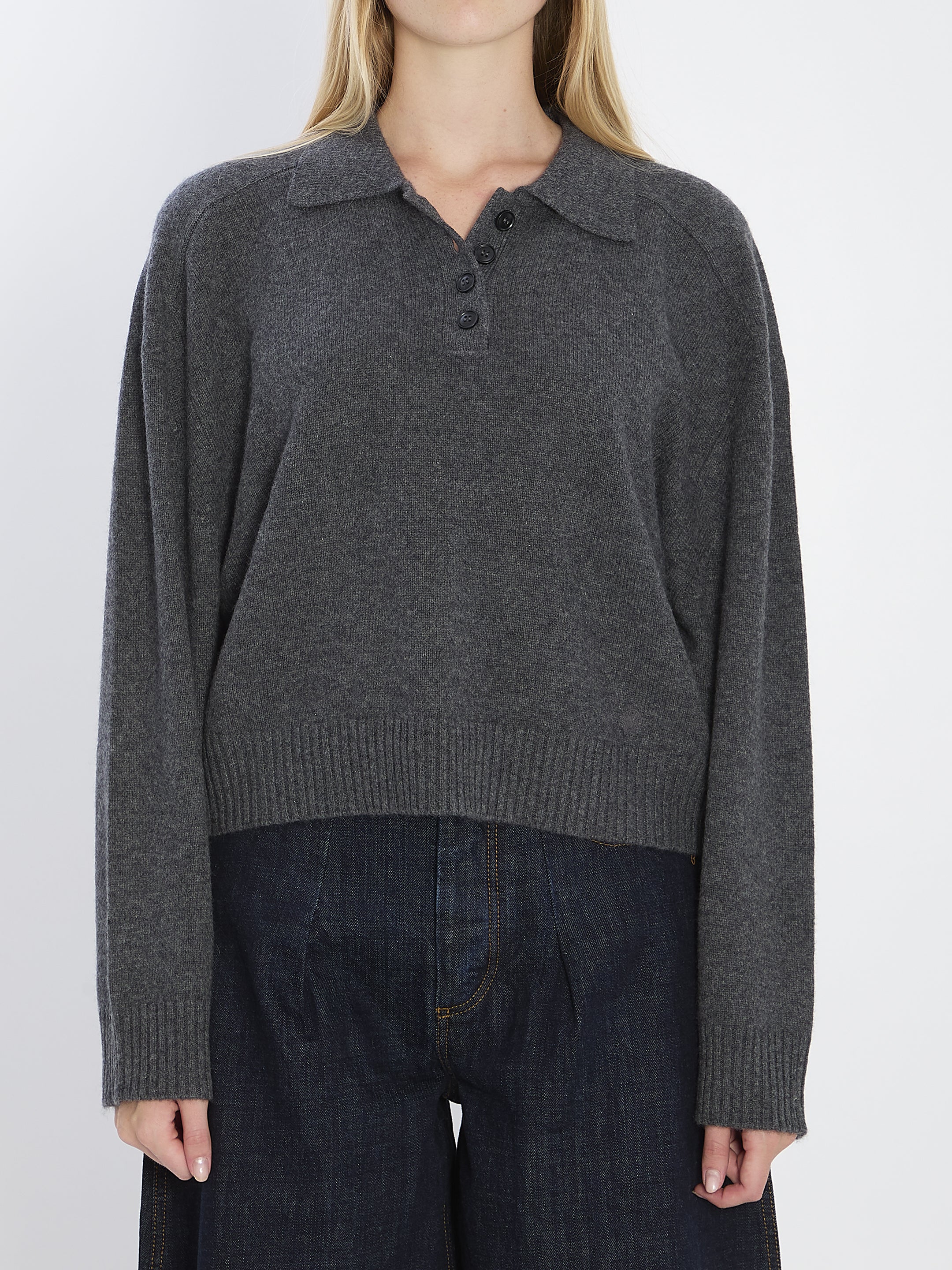 LOULOU DE SAISON M long-sleeved cashmere polo