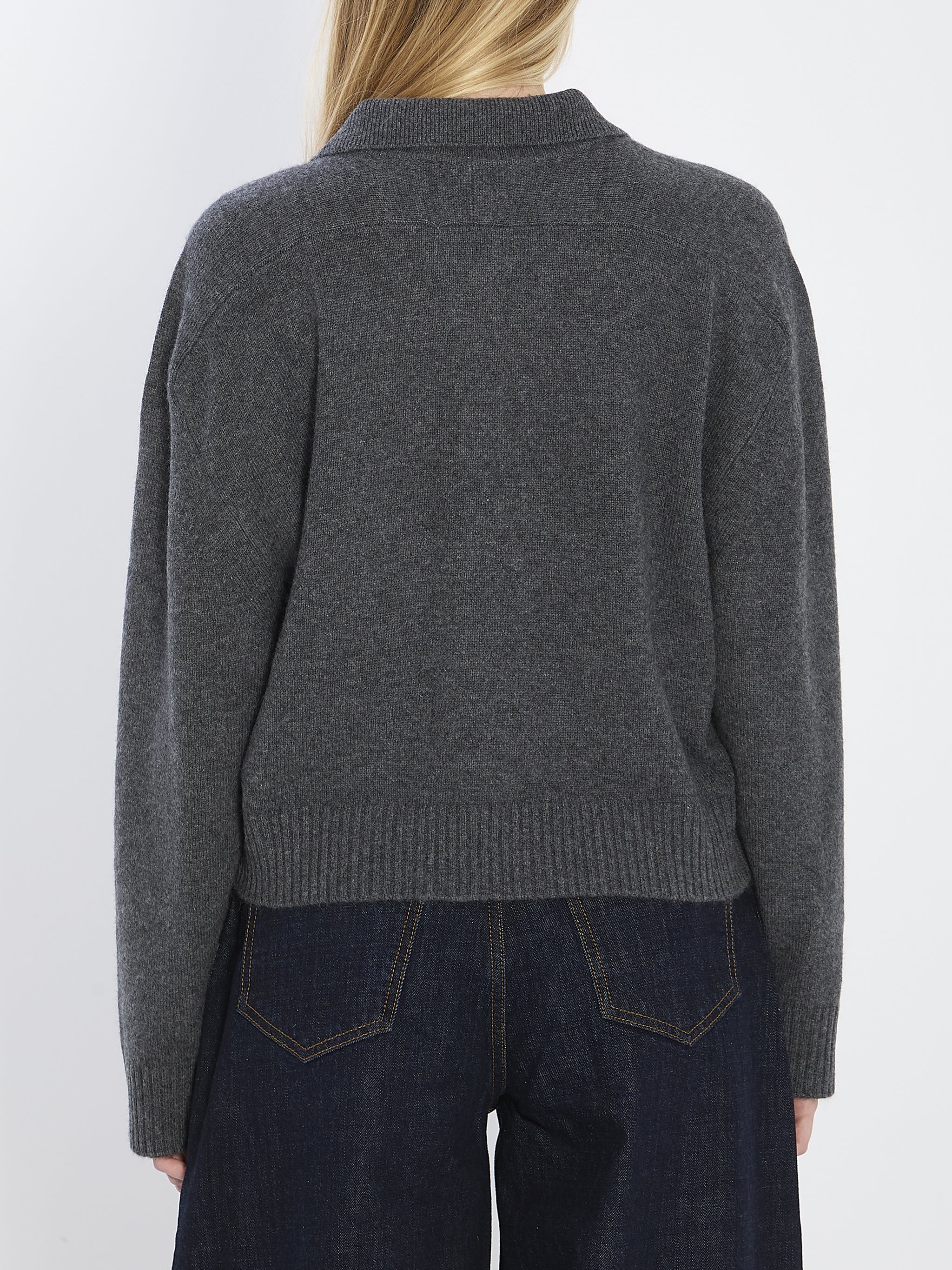 long-sleeved cashmere polo