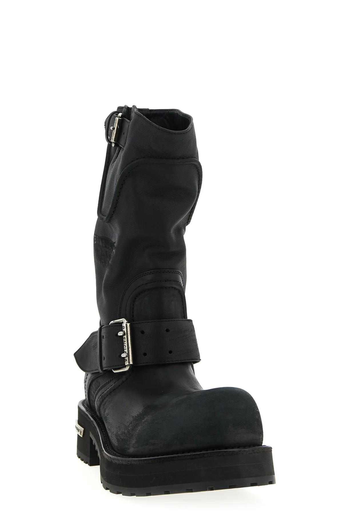 venom used-effect leather boots