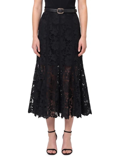 black lace midi skirt