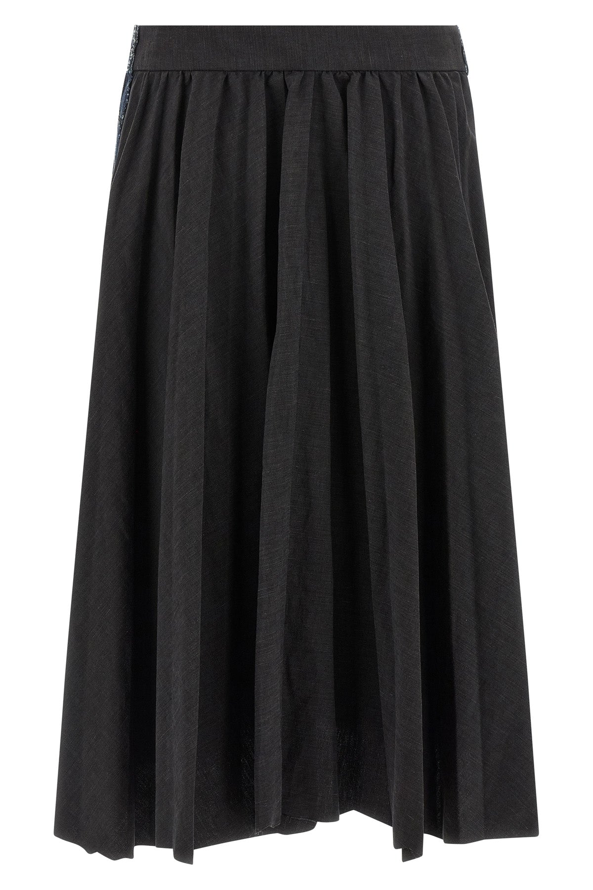 BALENCIAGA 38 hybrid pleated midi skirt in solid linen