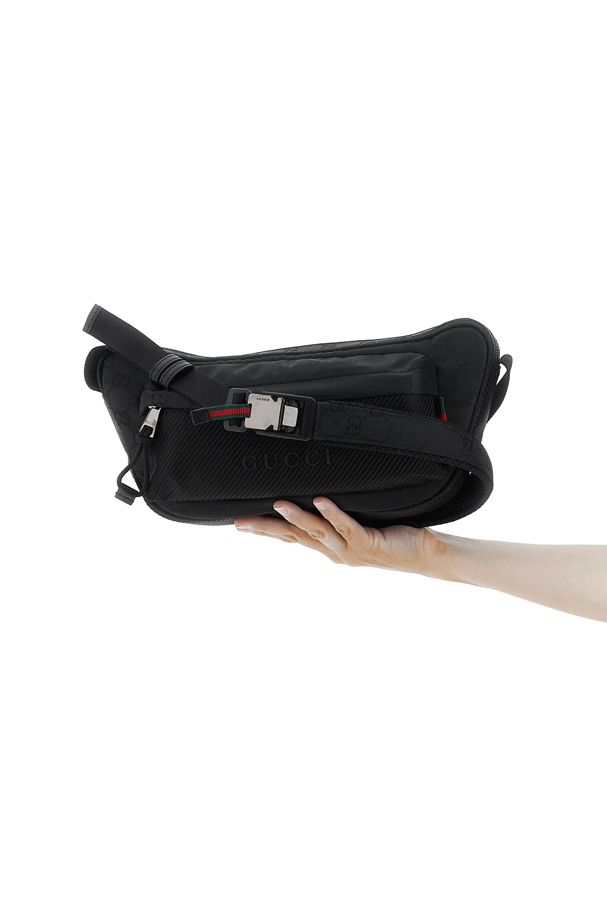 GUCCI OS large gucci nexus gg nylon waist bag