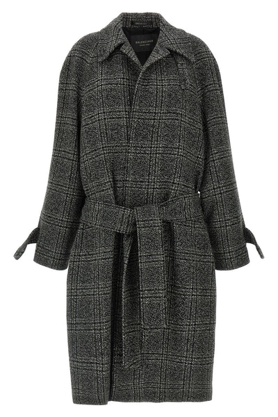 one layer vintage wool check coat