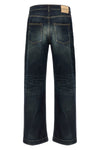 five-pocket used-effect stonewashed cotton denim jeans