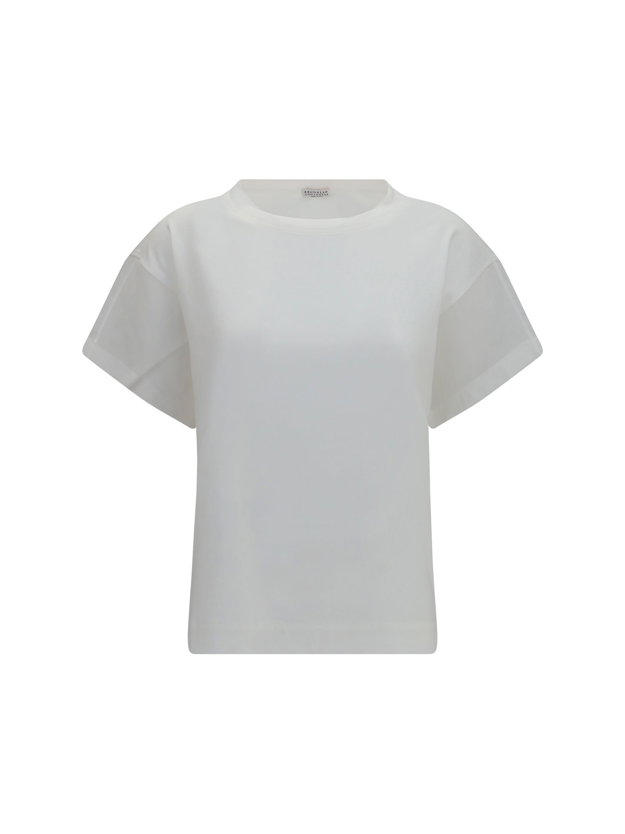 BRUNELLO CUCINELLI M cotton t-shirt with sheer sleeves and side panels