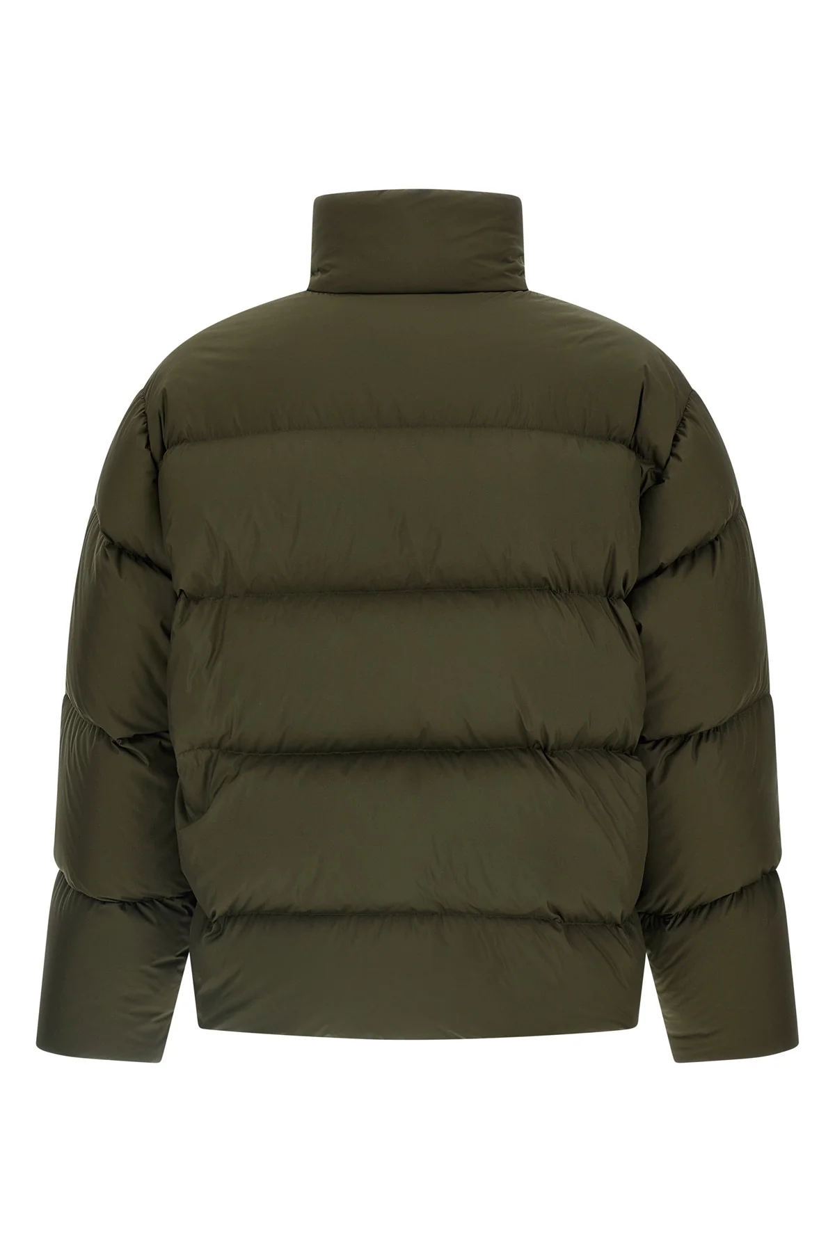 quilted and goose feather padded water-repellent canvas down jacket