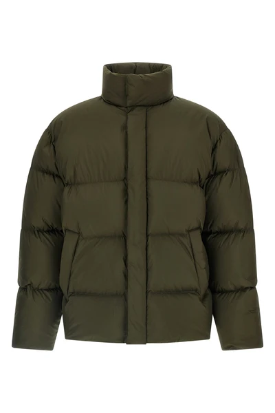 quilted and goose feather padded water-repellent canvas down jacket