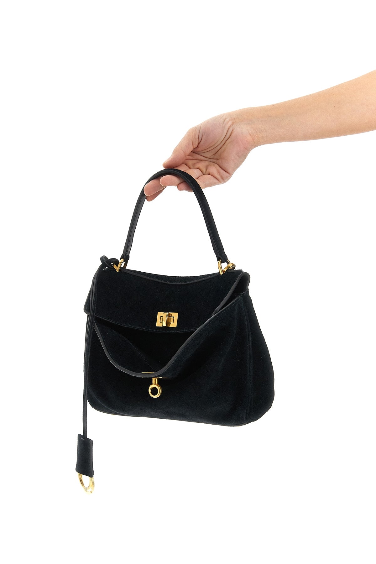 BALENCIAGA OS rodeo mini handbag in suede calf leather and smooth calf leather