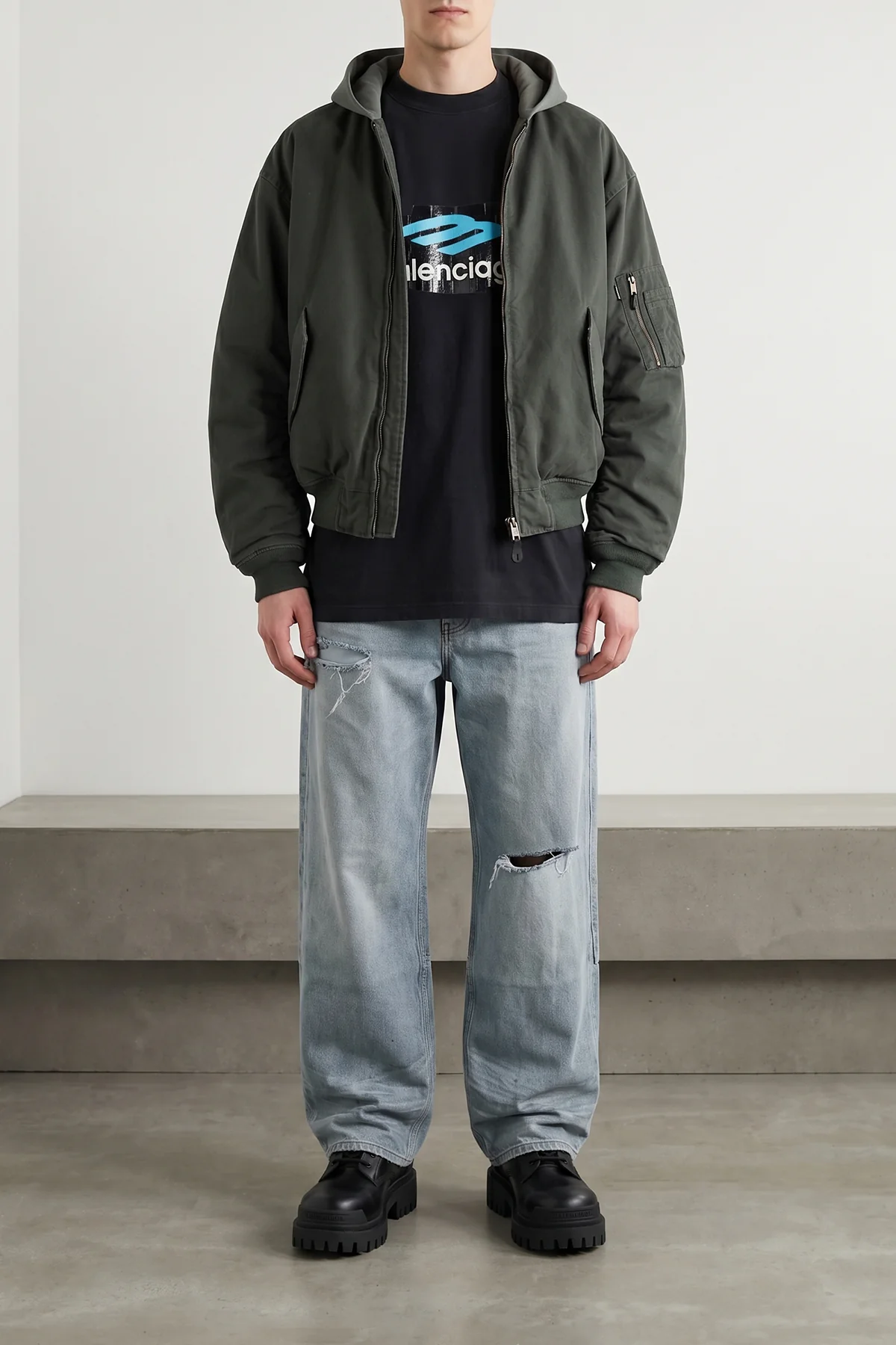 BALENCIAGA 40 strike amphibian in matt calf leather