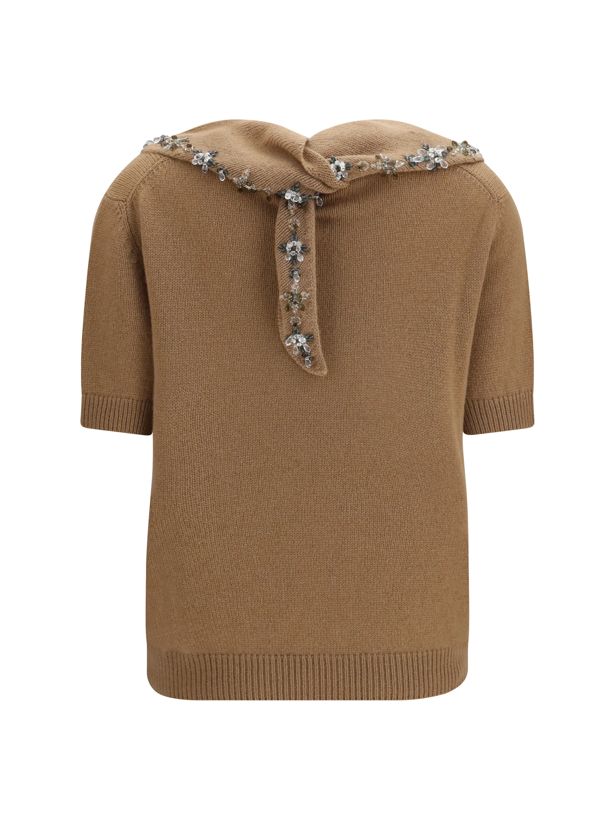 PRADA 42 cashmere sweater with jewel scarf
