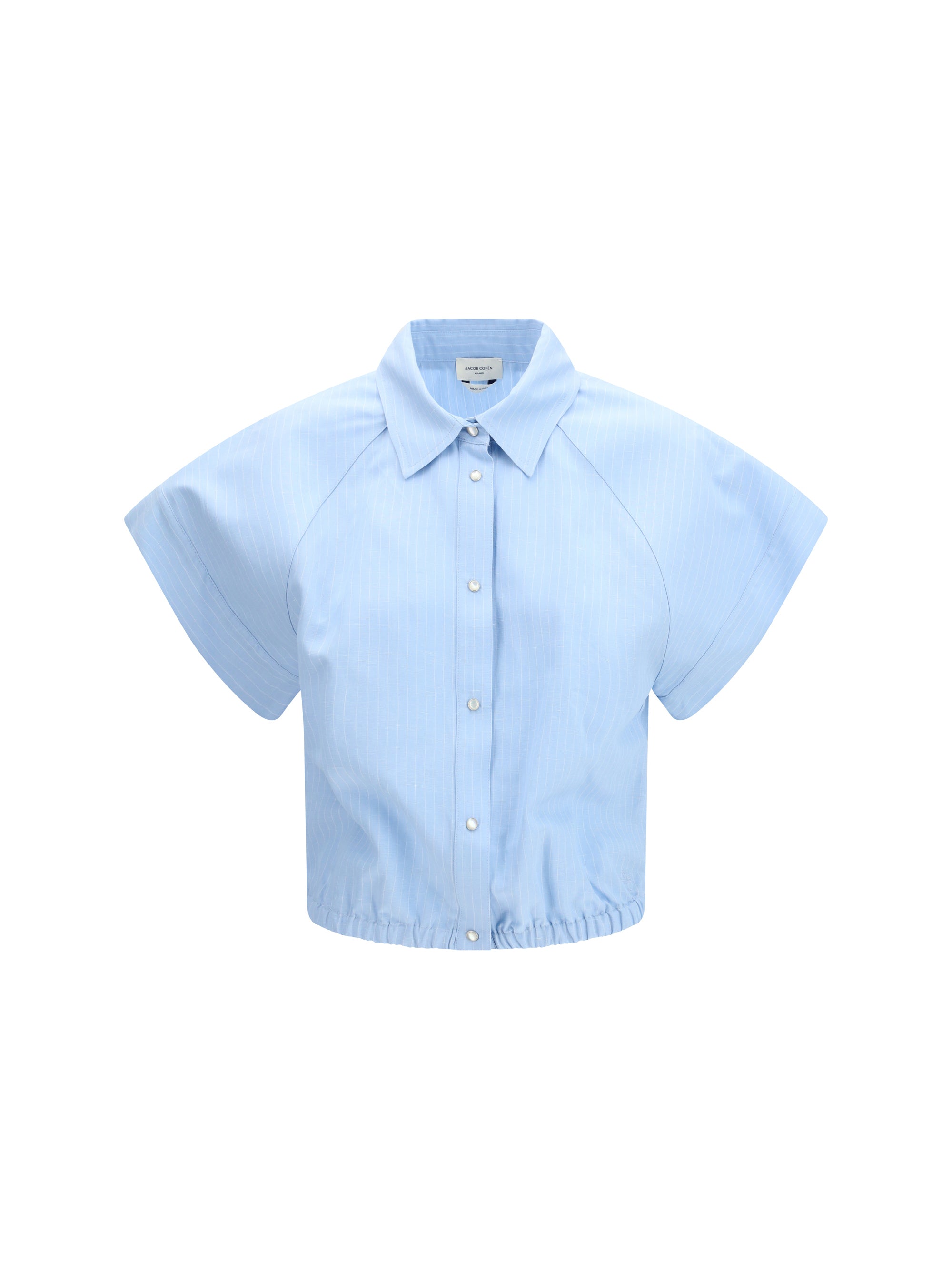JACOB COHEN 40 short-sleeve shirt in striped viscose and linen canvas
