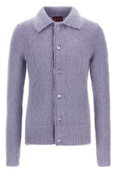 cardigan in brushed mohair blend wool