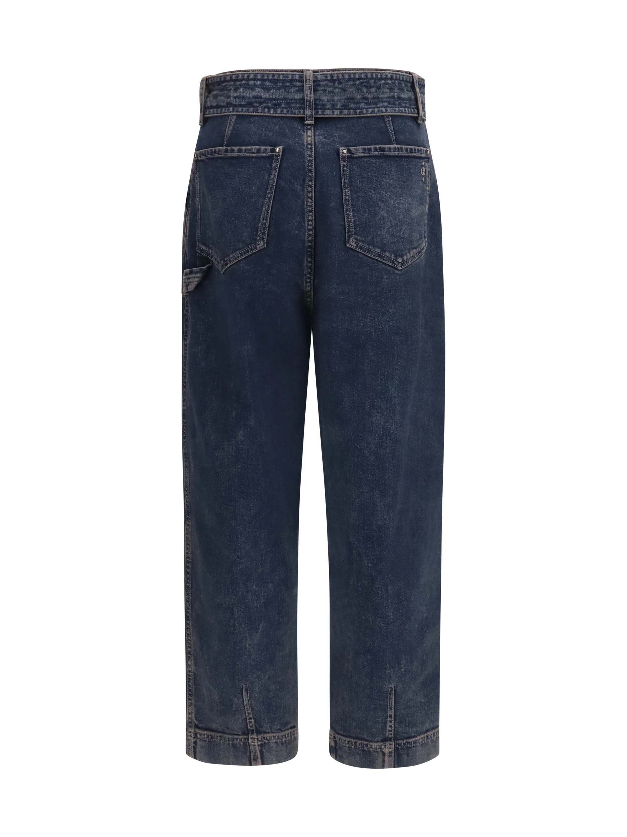 wide-leg jeans with belt