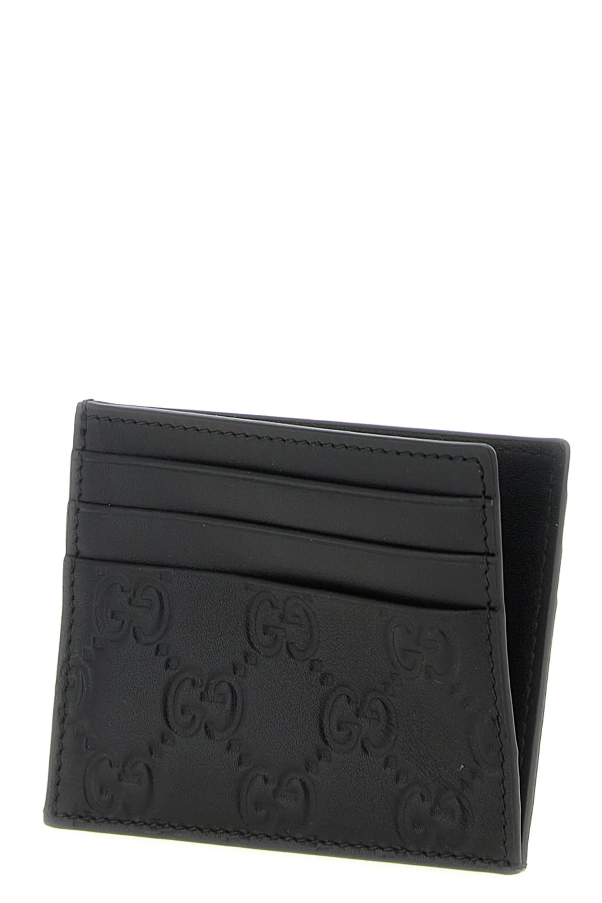 gg emblem smooth leather and smooth leather card holder