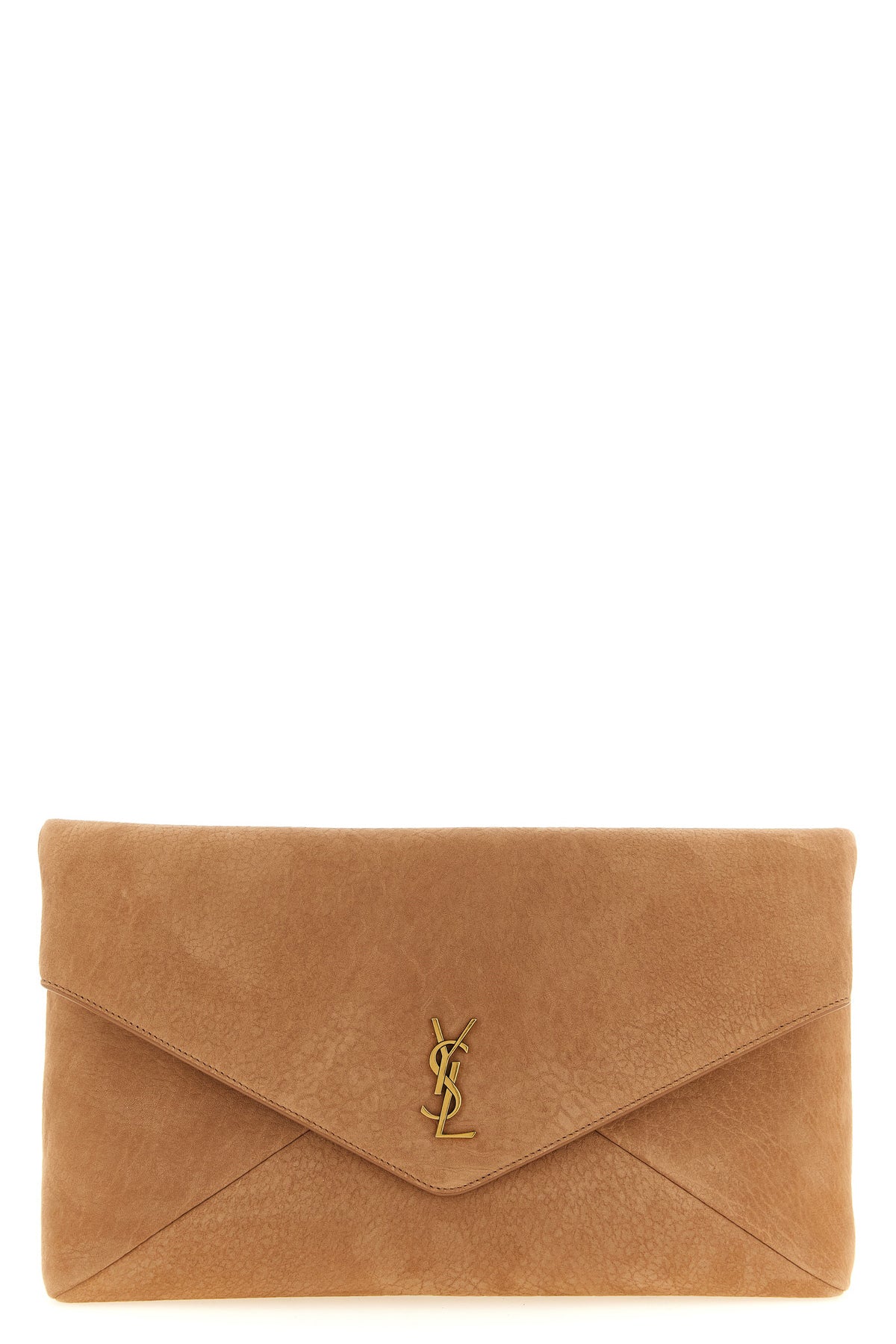 SAINT LAURENT OS envelope maxi embossed leather clutch bag
