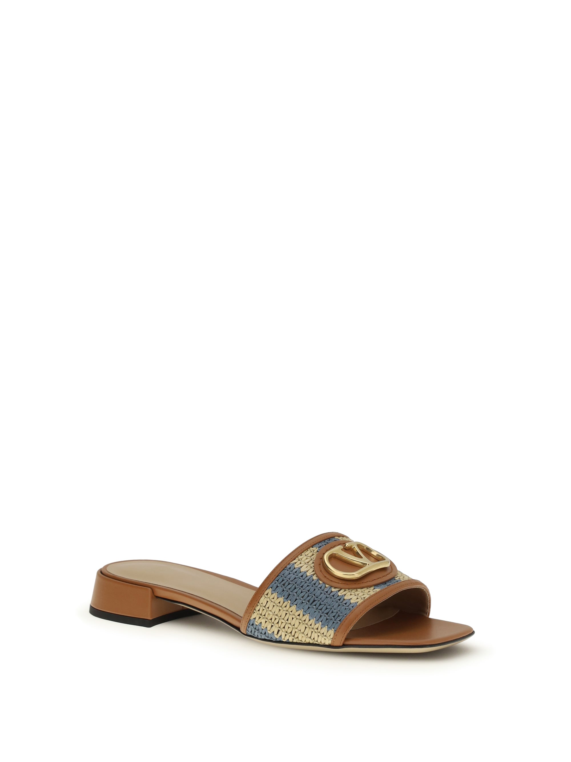 VALENTINO GARAVANI 36 vlogo signature raffia slide sandals 