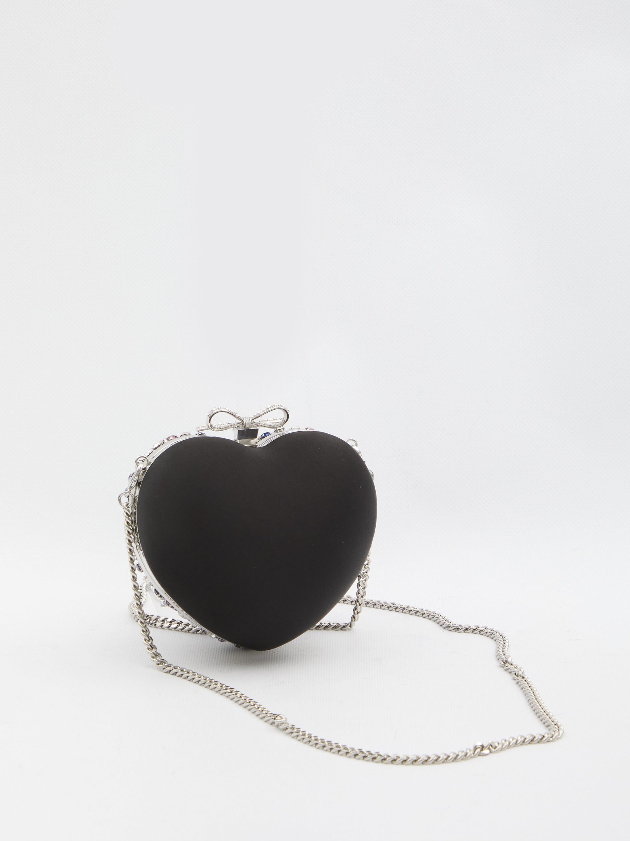 SELF PORTRAIT OS multi crystal heart clutch bag 