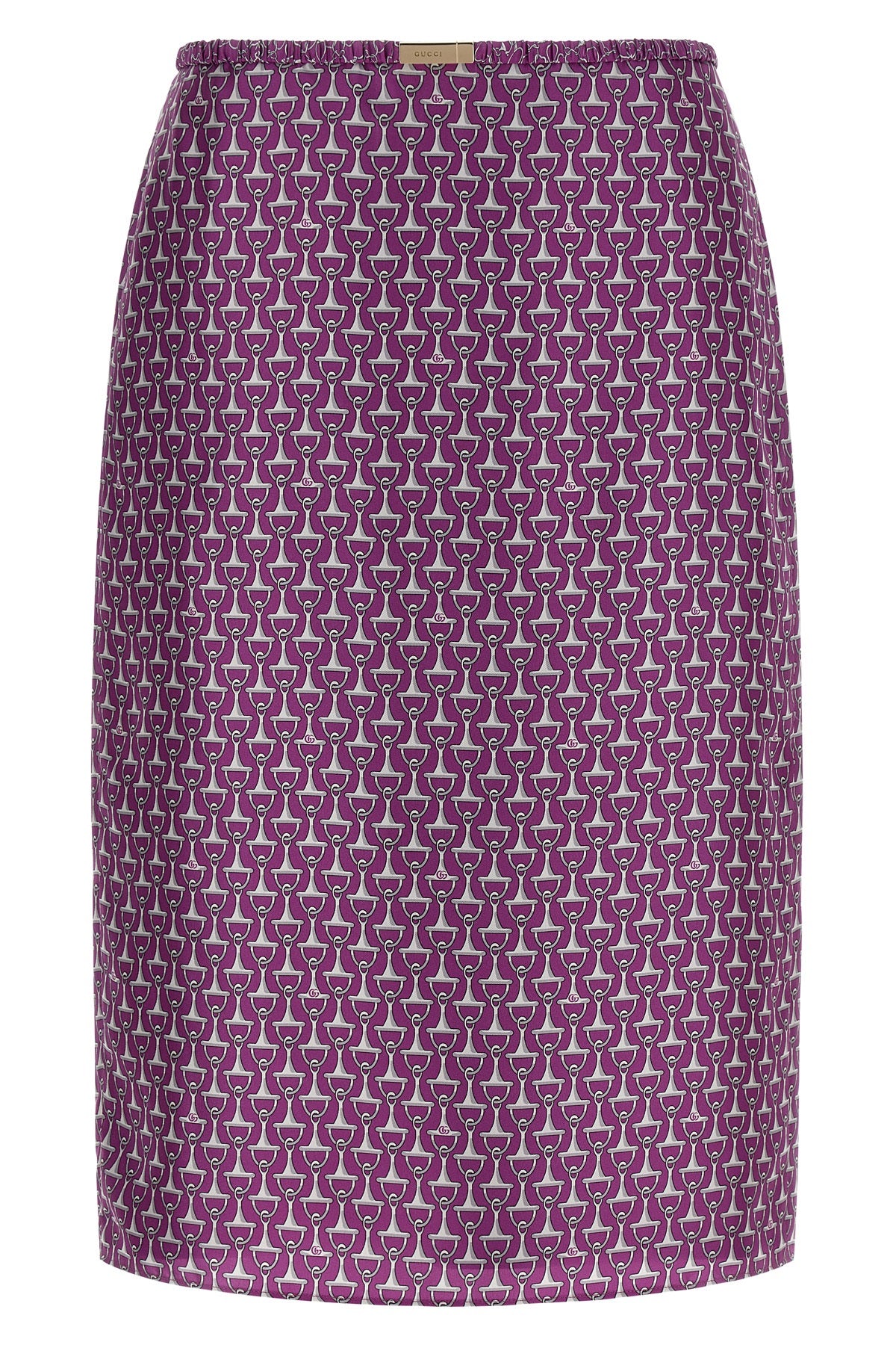 GUCCI 40 all over morsetto print silk midi skirt