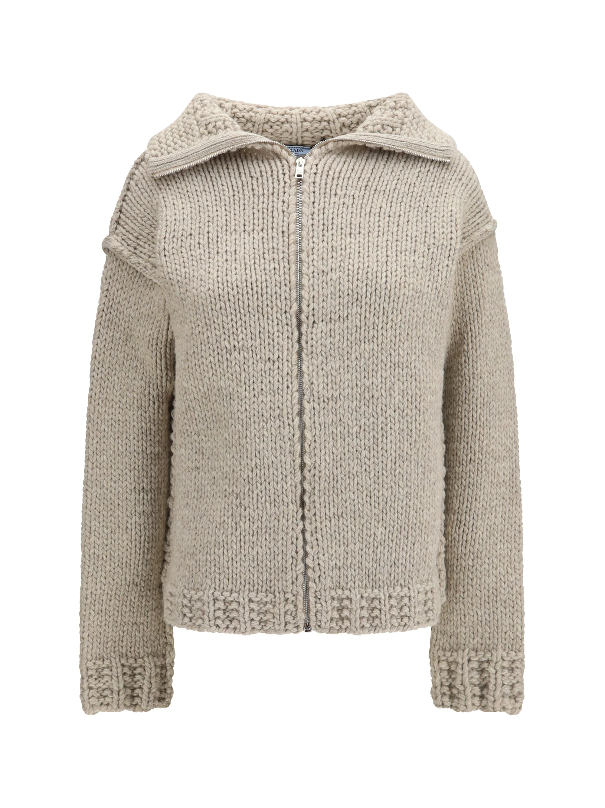 wool zip cardigan