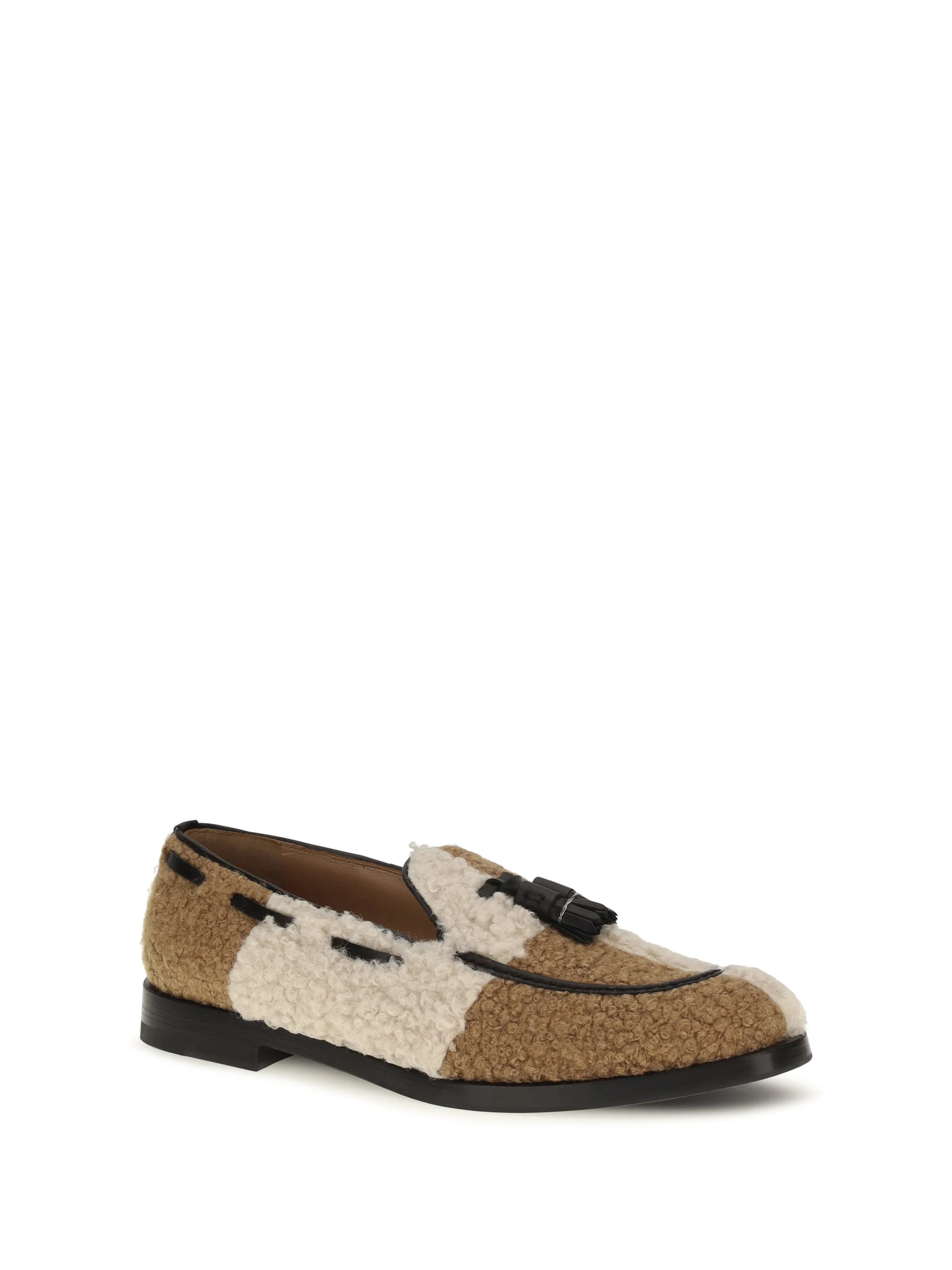 FRATELLI ROSSETTI 36 two-tone bouclé-effect loafers