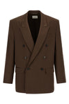 double-breasted blazer in silk satin