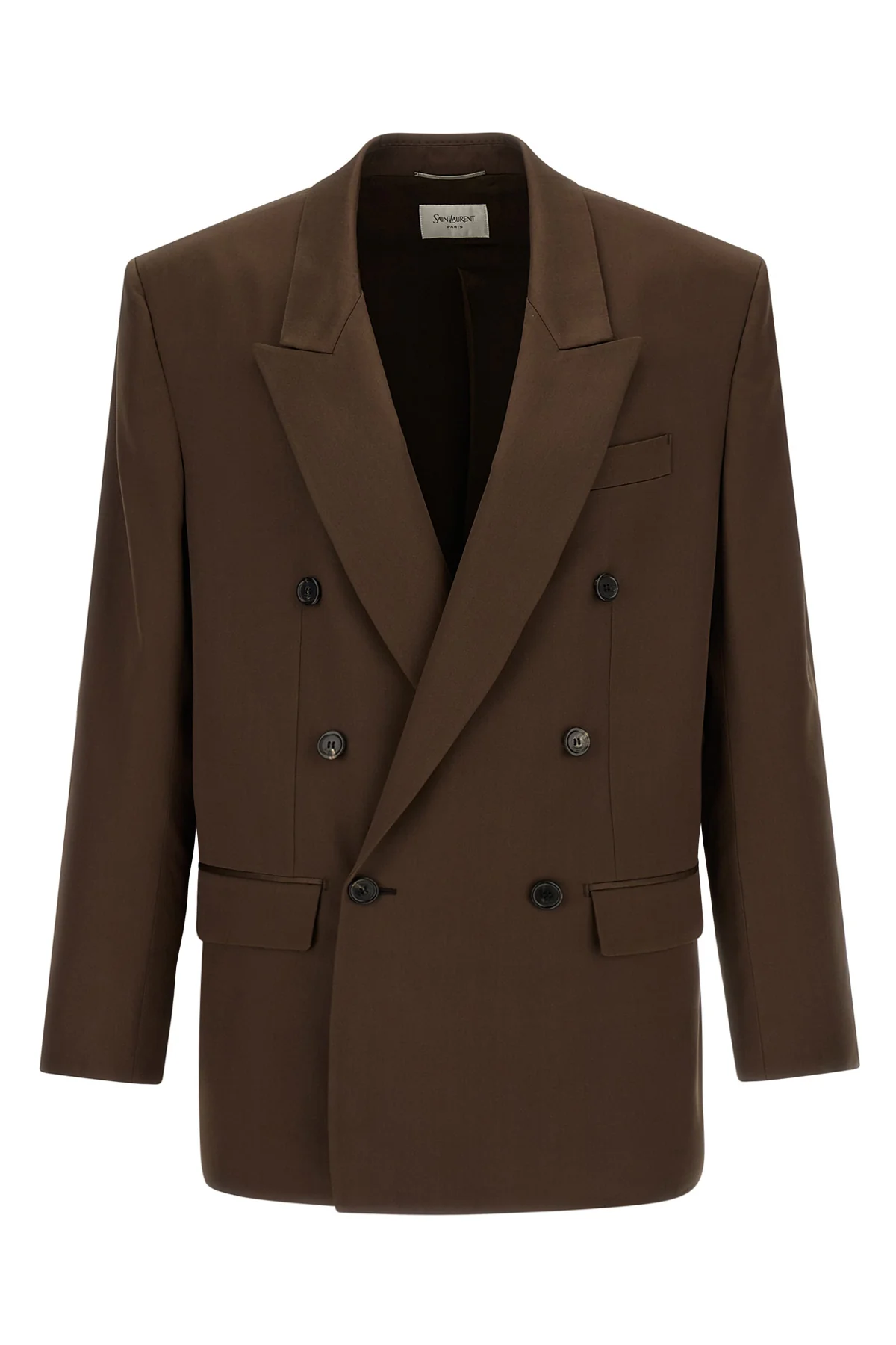double-breasted blazer in silk satin