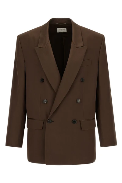 double-breasted blazer in silk satin