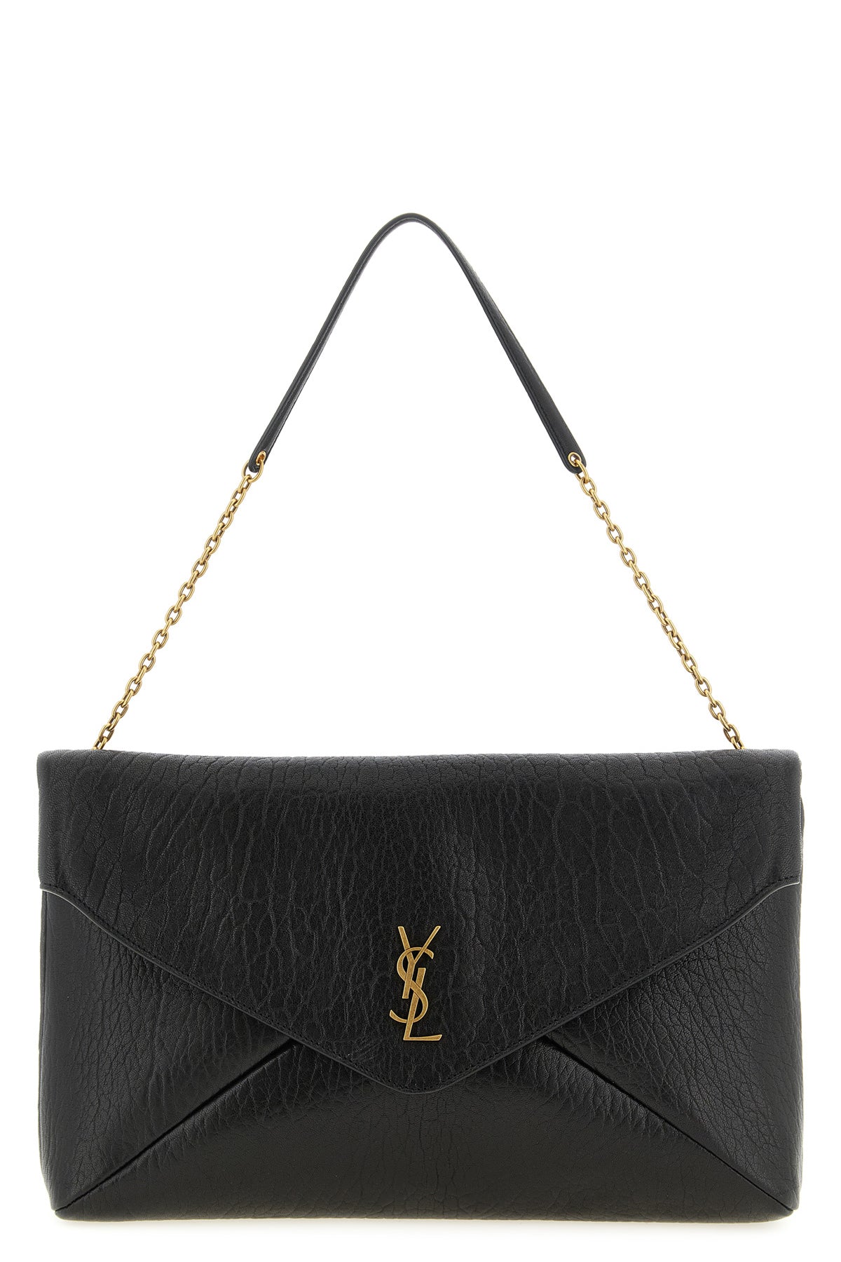 SAINT LAURENT OS envelope large embossed leather clutch bag
