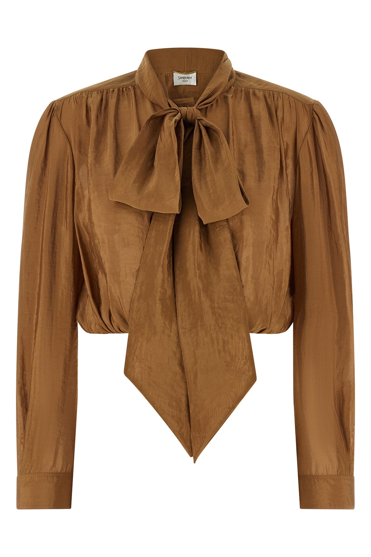 SAINT LAURENT 40 glossy taffeta cropped blouse